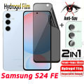 2024 Soft Hydrogel Anti-Spy Full Cover Screen Protector Anti Peek Privacy For Samsung Galaxy S24FE S24 S 24 FE Plus Rear Camera Protective Film. 