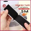 【5m 2Rolls(Hook+Loop) Velcro Tape Strong Self Adhesive Tape, Loop Fastener Tape Nylon Sticker Velcros with Glue [1m x 20mm][4.8m x 20mm]. 