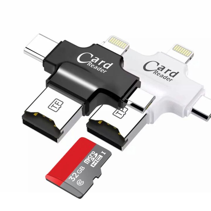 【white in 1 Type-c/Lightning/Micro USB/USB 2.0 Memory Card Reader for Android Ipad/iphone 7 OTG reader Support FAT32 exFAT