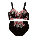 Satin Lace Pajama Set for Women Underwear High Side Bra Panty Set Women Cute Top And Bottom Set Underwear Lace Brief Set. 