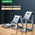 UGREEN Cell Phone Stand Adjustable Aluminum Mobile Phone Holder for Desk Compatible for iPhone 12 Pro Max 11 X SE XS XR 8 Plus 6 7 6S, Samsung Galaxy Note20 S20 S10 S9 S8 S7 Smartphone Foldable. 