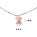 Flocking Bear Brown Teddy Bear Lady Cute Pendant Necklace Small Animal Pendant Fashion Necklaces Friendship Jewelry Accessories. 