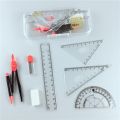 【HOT】 7Pcs/Set Simple Solid Geometry Protractor Drawing School Eraser Compasses Set Math Eraser Ruler For Students School Stationery. 