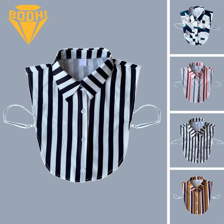 Unisex Decorative Collar Adjustable Strap Striped Printed Fake Collar ...