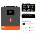 PowMr 6.2kw On-grid/Off-grid hybrid inverter 48Vdc 230VAC PV Panel Input 500vdc Pure Sine Wave Solar Inverter 120A Solar Controller Lithium Battery RGB Light One-click repair function. 