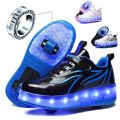 Two-Wheel Heelys Boys and Girls Student Version Sports Shoes with Wheels Children's Roller Skating Luminous the Skating Shoes. 