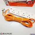 ORANGE - Extension Wire Cord 3 / 5 / 7 Meter - 13A Trailer Multi Socket - Multi Plug Power Strip. 