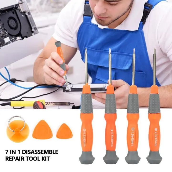 7 in 1Repair Tool Kit for iPhone Cell Phone Repair Kit Screwdrivers Tools, Electronics Repair Tool Kit for Mobile Phone Tablet (TLS)