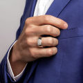 Stainless Steel Ring for Men Simple Love Openwork Rings Vintage Finger Rings Circle Silver Colour Ring. 
