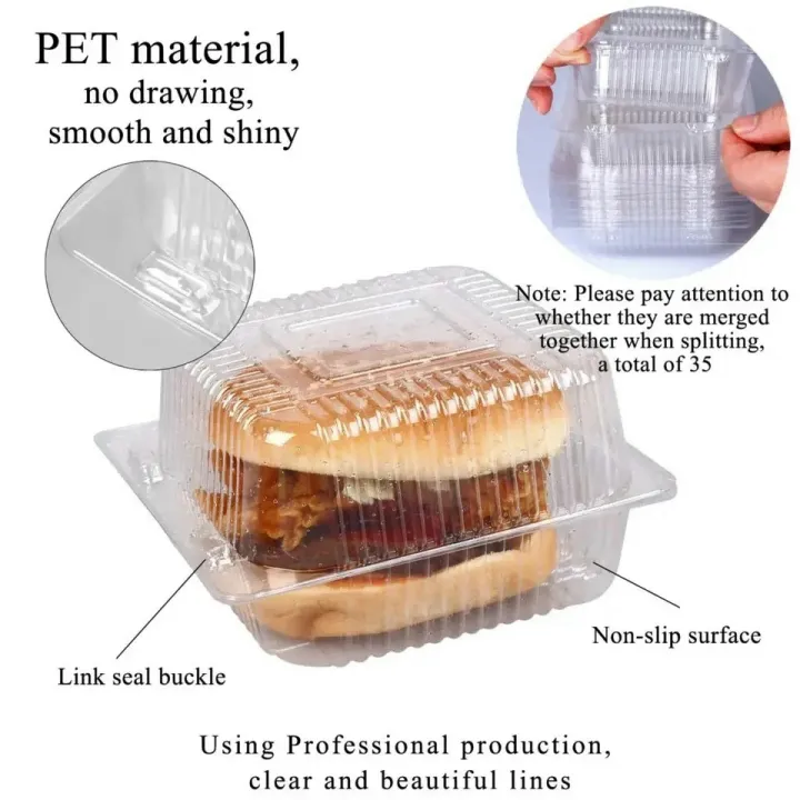 25%20Pieces%20Clear%20Transparent%20Hinged%20Plastic%20Container%20Disposable%20Single%20Compartment%20Take%20Out%20Togo%20Boxes%20For%20Multi%20Purpose%20Usage%20Boxes%2013x13cm%20-%20Image%206