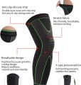 1PCS Long Knee Supporter, Lengthen Sports Knee Support Leg Protector Leggings Long Green Stripe Bandage Knee Pads Non Slip Knee Warm Guard Sleeve. 