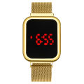 Fashion Square LED Touch Screen Men's Watch Men's Watch Lazy Magnet Ferromagnetic Electronic Watch. 