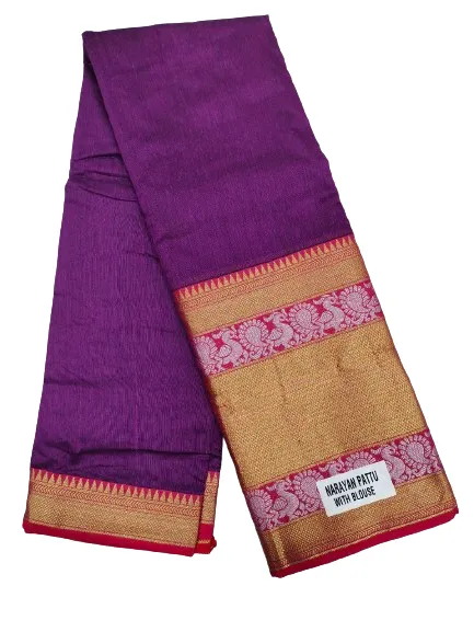 big pattu border with plain saree