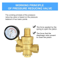 Water Pressure Regulator 1/2 Inch with Gauge, Hardness Brass, Adjustable Water Pressure Reducing Valve Water. 