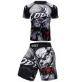 【F MMA BJJ GI Rashguard T Shirts+Muay Thai Shorts Rash Guard Clothing Jerseys MMA Compression T-shirt Men Kickboxing Sets. 
