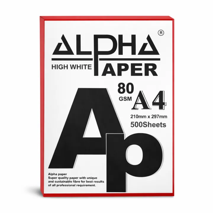 Alpha High White A4 Copier Paper 80gsm – 500 Sheets | Jam Free ...