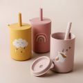 150ml baby feeding drinkware straw cup baby learning feeding bottles anti-hot leakproof silicone tableware toddler water bottle. 
