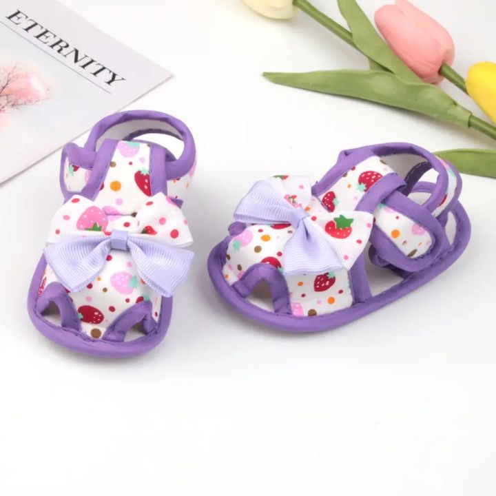 Baby%20Girls%20Soft%20Shoes%20Flat%20First%20Walkers%20Bowknot%20Strawberry%20Floral%20Print%20Princess%20Sandals%200-12M%20-%20Image%205