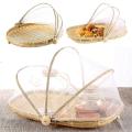 Anti-Insect Dustproof Basket Fruit Vegetable Tray Mesh Drying Dustpan Handmade Bamboo Food Storage Basket Picnic Basket. 