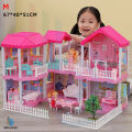 Doll House DIY Big Dollhouse Two floors house Toys Fashion Creative Design Clothes Toys for Girls Boys Birthday Gift Baby Toys Educational doll house for kids. 
