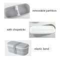 2set Microwavable 2 Layer Lunch Box with Compartments Leakproof Bento Box Food Container Lunch Box Gray & Green. 