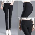 Black Solid High Stretch Pencil Pants Women Fall White Skinny Leggings High Waist Home Trousers Casual Wear P8823. 