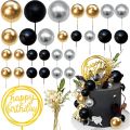 25pcs Black Gold Bubbles Balls Cake Topper Foam Balls Cake Topper Wedding Birthday Party Baby Shower Cake dessert Decoration. 