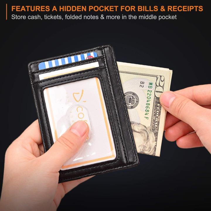 Blocking Wallet Holder Money Clip ID Card Case Protection Purse Men PU Leather Wallet