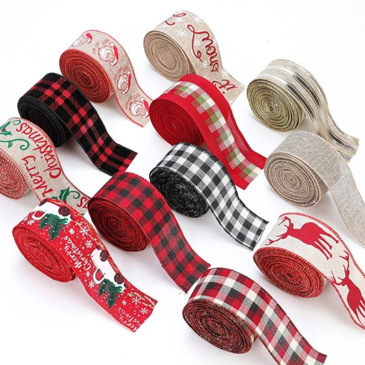 New 2m Christmas Ribbon DIY Lmitation Linen Fabric Swirl Ribbon ...