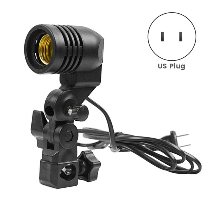 1 PCS Light Lamp Photo Studio E27 AC Socket Photography 1.8M Cable Cord Bulb Stand with Umbrella Holder Bulb Mount Black Lamp Holder Nylon US Plug