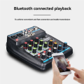 Professional 4-Channel USB Audio Mixer Console with Bluetooth, Recording Capabilities for DJs and PC Mixing. 