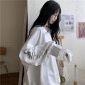 over Early Spring Baggy Coat bf Korean Style ins Sweater Super Popular V Collar size Female Idle Style Fashion Brand Slimming Thin. 