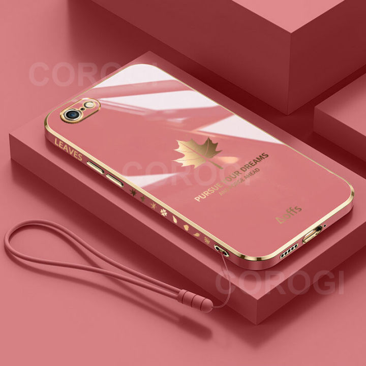 For%20iPhone%206s%20Plus%20/%20iPhone%206%20Plus%20Back%20Cover%20with%20Lanyard%20Fashion%20Shiny%20Plating%20Maple%20Leaf%20Design%20Camera%20Lens%20Protection%20Square%20Edge%20Soft%20Silicone%20Protective%20Phone%20Case%20-%20Image%209