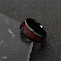 JeeMango Domineering Red Carbon Fiber Black Dragon Inlay Stainless Steel Ring for Men. 