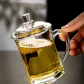 Glass Mug With Lid Transparent 360ml High Quality Glassware. 