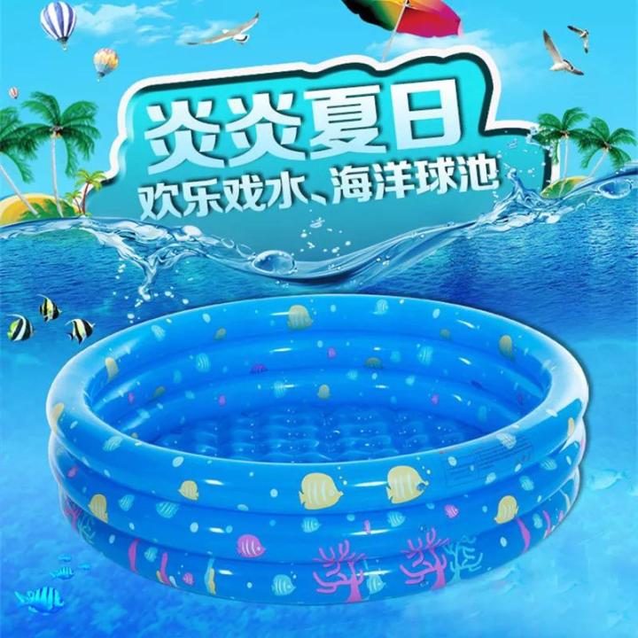 Inflatable 3 Rings Round Swimming Pool Family Children Kids Kid Baby air Home Bath Basin Showering Playing 3 Layer High Quality Product blue pink green-80CM