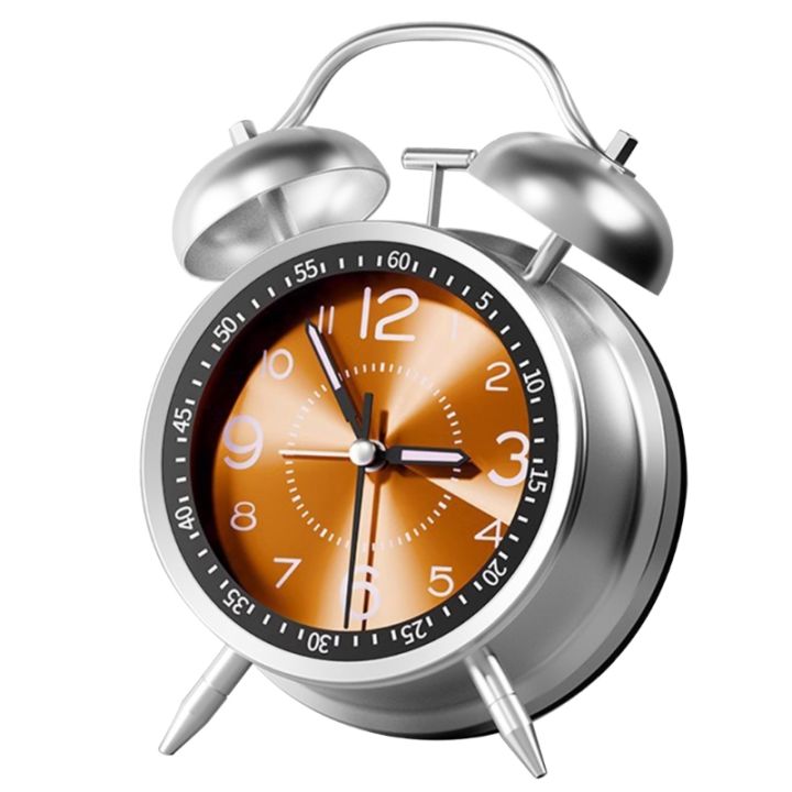 Loud Alarm Clock Mechanical Double Bells Desktop Home Office Metal Alarm Clock Night Lights Table Clock Decor