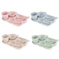 6 Piece Wheat Straw Plastic Divided Plates for Baby,Microwave & Dishwasher Safe, BPA Free, Eco Friendly & Reusable Plates, Cups, Fork, Spoon, Bowls and Chopsticks, Great for Kids and Toddler. 