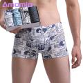 Men Boxers 4 Pcs Men Boxers Print Stretchy Mid Waist Anti-septic No Constraint Plus Size Soft Breathable Men Intimate Clothes Underpants Male Underwear No Deformation Boxers. 
