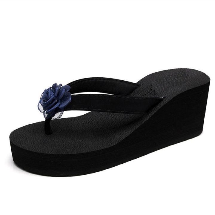 Korean%20Style%20Floral%20Flip%20Flops%20Women's%20High%20Heel%20Summer%20Slippers%20Leisure%20Flip-Flops%20Student%20Non-Slip%20Foam%20Thick%20Wedge%20Beach%20Shoes%20-%20Image%202