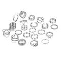 22pcs Set Vintage Hollow Heart Butterfly Rings Set For Women Metal Silver Color Encounter. 