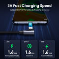 Ugreen nylon USB C cable 90 degree fast charger type C cable for Xiaomi Redmi Note 9sredmi Note 9s convenient for gaming PUBG cable for Xiaomi A1/a2mi 6/ Mi 8/Pocophone F1/Redmi note 7/Huawei Nova 3/p9/Samsung Note 9/S8 USB-C cord. 