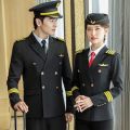 Aviation School Pilot Plane Long Air Less Business Suit Autumn and Winter Male and Female Band Overalls Stewardess Uniform. 
