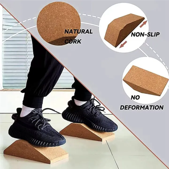 2PCS Cork Squat Wedge Block Non Slip Squat Ramp,Squat Platform for Heel ...