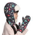 Baby Scarf Gloves Set Underwater World Pattern Thick Warm Hat Gloves. 