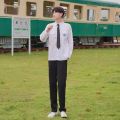 Taiwan Normal University Secondary School Uniform jk Uniform Long Sleeve Shirt College Style Sports Meeting Business Attire High School Spring and Summer Short Sleeve. 