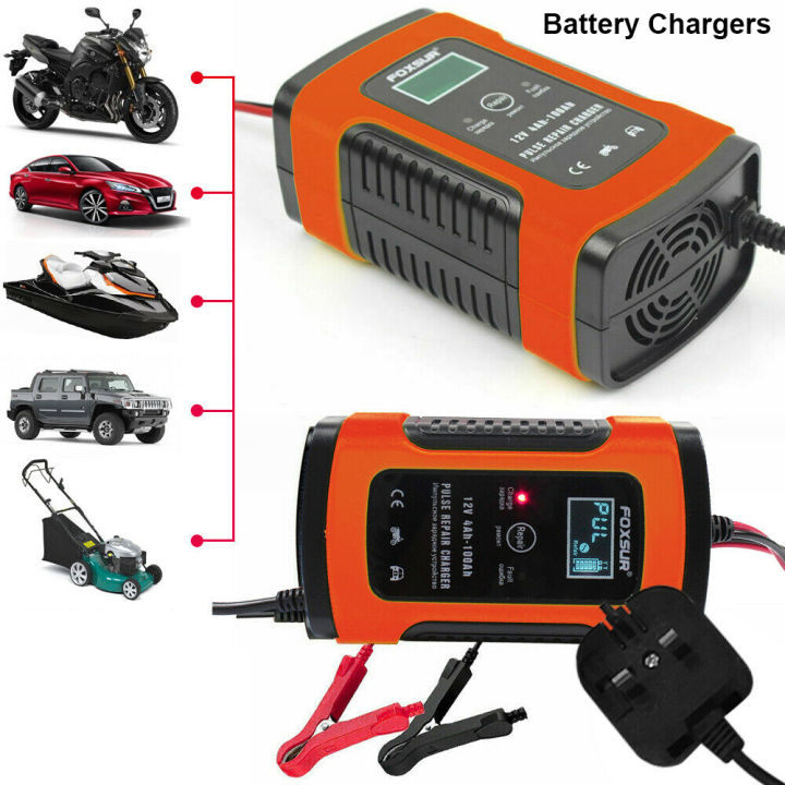 bellylady Car Battery Charger 12V 5A LCD ligent Automobile Motorcycle Pulse Repair UK plug