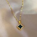 Vintage Diamond Clover Necklace for Women Kwintas Gold Stainless Steel Pendant Chain Choker Accessories Jewelry. 