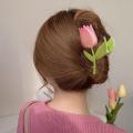 Korean Fashion 3D Tulip Flower Shaped Hairpin / Women Popular Exquisite Hair Grab Clips / Girls Hair Accessories. 