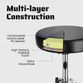 Drummer Throne - Padded Drum Stool for Adults & Kids with Adjustable Height - Round Top Drummer Chair Seat with Foldable Tripod & Anti-Slip Rubber Feet for Beginner & Professional Musician Bird DT10 A Saddle Drum Throne Black Drum set chair drum stool. 